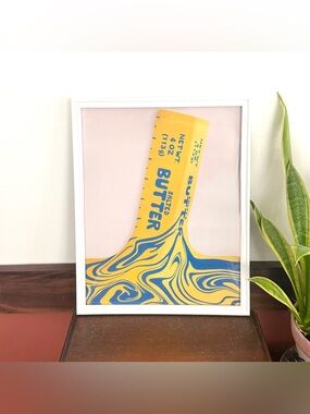 Melted Butter Canvas Art Print Swirly Butter Framed Wall Art 12x15” Home Decor